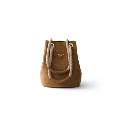 PRADA SMALL MARINER SUEDE BUCKET BAG 1BE082  (28*23.5*16.5cm) 